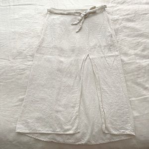 Urban Outfitters White Linen Split Skirt